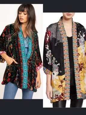 Johnny Was Reversible Silk Velvet Kimono Abril Medium